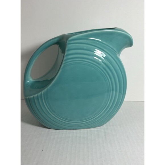 Fiesta 60th Anniversary Fiestaware Turquoise Large Disc Pitcher 67oz 7.5” - Picture 3 of 7